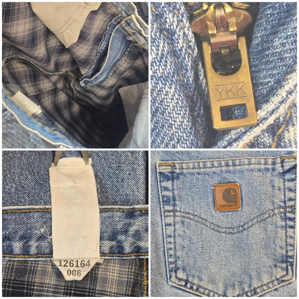 Carhartt B172 DST Relaxed Fit Flannel Lined Jeans Mens‎ 38x32 Light Wash Denim